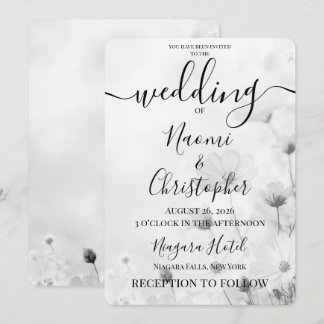 Personalisieren: B&W Kleine zarte Blumen Hochzeit Einladung
