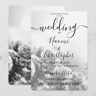 Personalisieren: B&W Sunlight Rosen Hochzeit Einladung