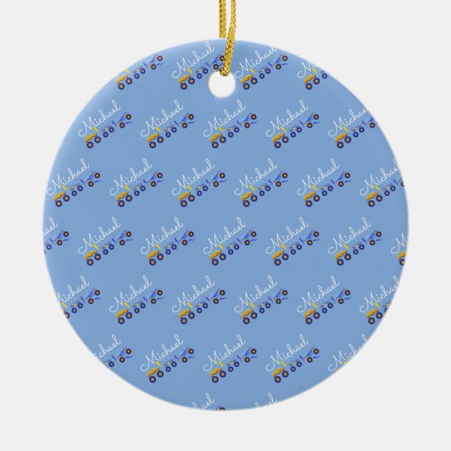 Personalisieren Baby Boy Name Truck Soft Blue Keramik Ornament (Vorne)
