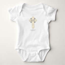 Personalisieren, Baby Dedication Cream & Gray Cros Baby Strampler