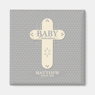 Personalisieren, Baby-Tauf-Cream und Graues Kreuz Magnet