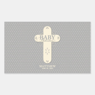 Personalisieren, Baby-Tauf-Cream und Graues Kreuz Rechteckiger Aufkleber