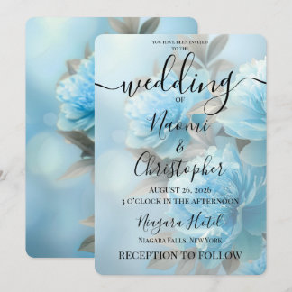 PERSONALISIEREN: Blaue Blumen Hochzeit Einladung