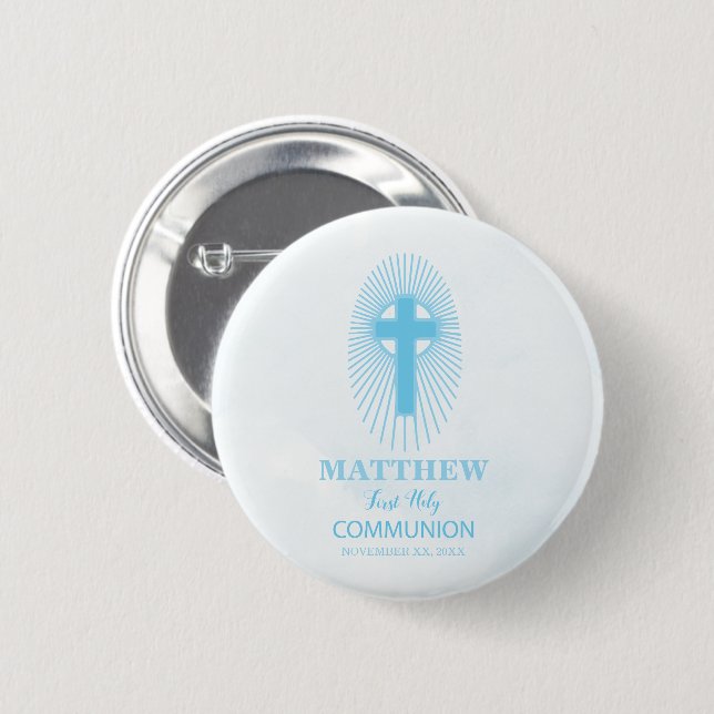 Personalisieren, Blue Boy First Heilige Kommune Cr Button (Vorne & Hinten)