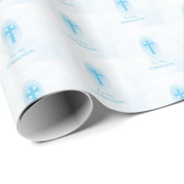 Personalisieren, Blue Boy First Heilige Kommune Cr Geschenkpapier