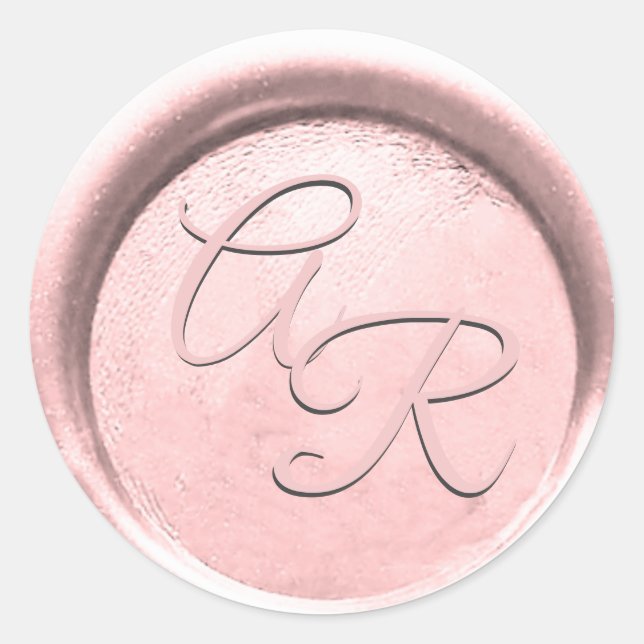 *~* PERSONALISIEREN BLUSH ROSE GOLD Wax Siegel Hoc Runder Aufkleber (Vorderseite)