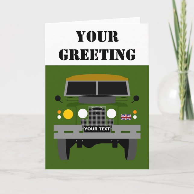 PERSONALISIEREN BRITISH ARMY VETERAN LAND ROVER KARTE (Vorderseite)