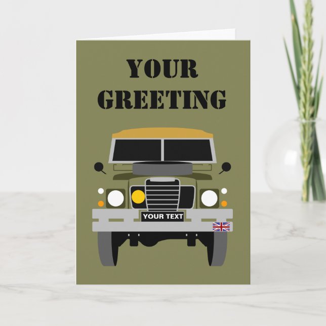 PERSONALISIEREN BRITISH ARMY VETERAN LAND ROVER KARTE (Vorderseite)