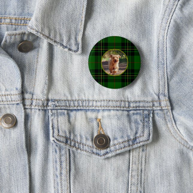 Personalisieren Clan Forbes Scottish Tartan Green  Button (Beispiel)