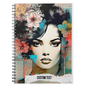 PERSONALISIEREN: Collage Blume Notebook-Journal Notizblock