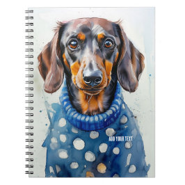 PERSONALISIEREN: Dackel Hund in Blue Sweater | Notizblock