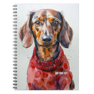 PERSONALISIEREN: Dackel Hund in Red Sweater Notizblock