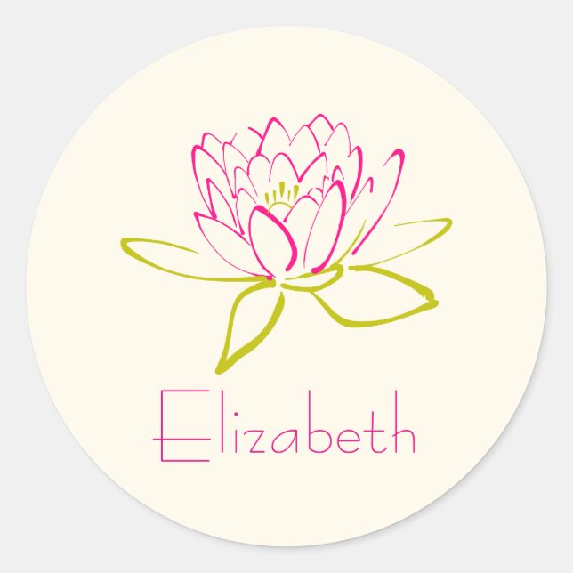 Personalisieren der Blume Lotus / Wasserlilie Illu Runder Aufkleber (Vorderseite)