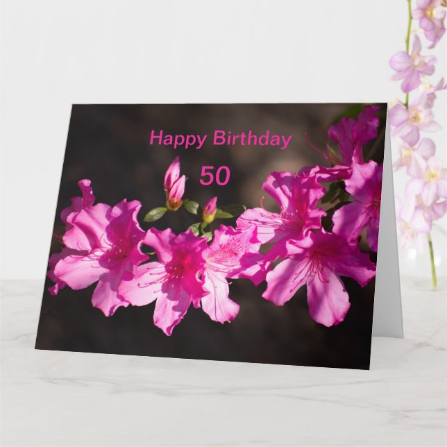 Personalisieren der rosa Rhododendron Blüte Geburt Karte (Orchidee)