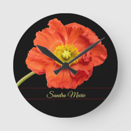 Personalisieren der Roten Mohnblume-Blume Runde Wanduhr