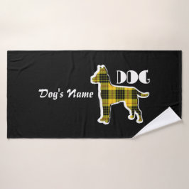 Personalisieren des DOG-Logos Gelbe Karierte Doggi Badehandtuch