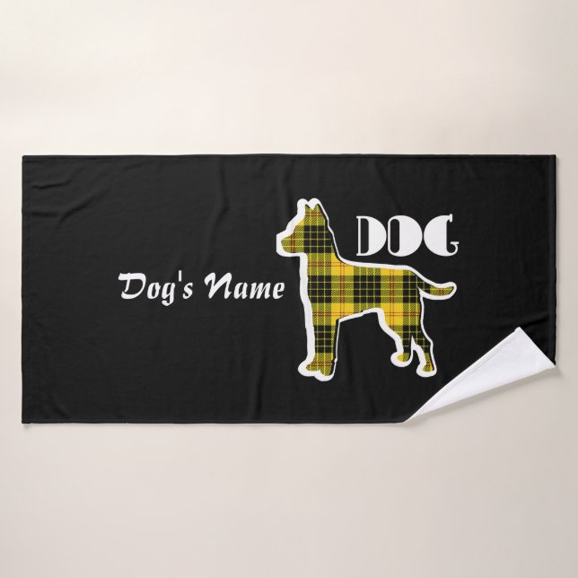 Personalisieren des DOG-Logos Gelbe Karierte Doggi Badehandtuch (Badehandtuch)