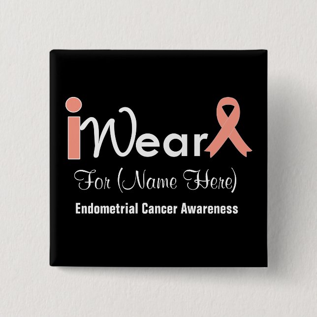 Personalisieren des Endometriumkrebses Peach Ribbo Button (Vorderseite)