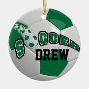Personalisieren des Fußballball   Dunkelgrün Keramik Ornament