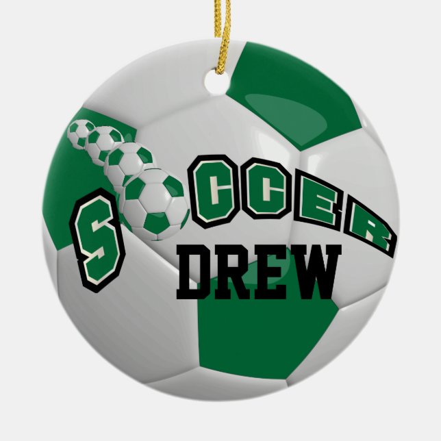 Personalisieren des Fußballball | Dunkelgrün Keramik Ornament (Vorne)