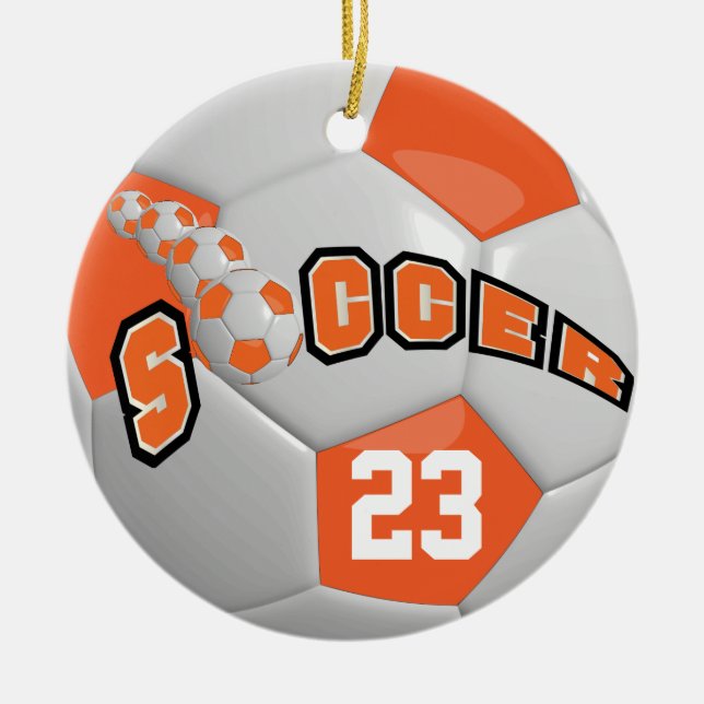 Personalisieren des Fußballball | Orange Keramik Ornament (Vorne)