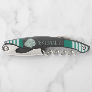 Personalisieren des grünen Seashell Kellnermesser