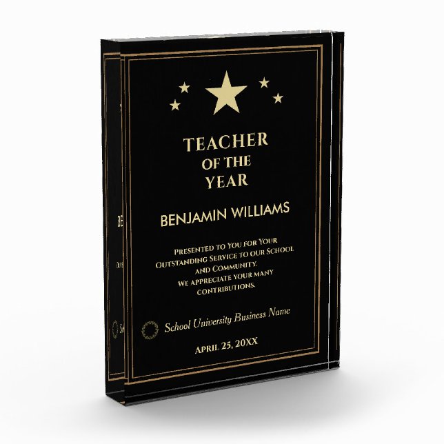 Personalisieren des Lehrers der Gold Stars-Logos Fotoblock (Links)