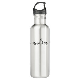 Personalisieren des Namens in schwarzem Script Edelstahlflasche
