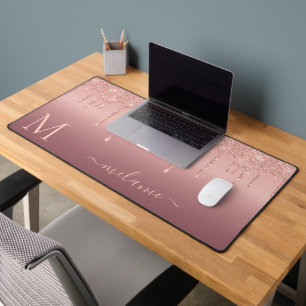 Personalisieren des Namensbriefs Rose Gold-Glitzer Schreibtischunterlage