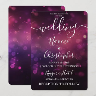 Personalisieren: Dunkle Rosa Schwarze Bokeh-Lichte Einladung