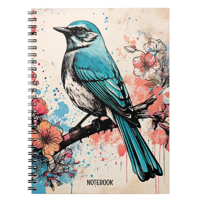 PERSONALISIEREN: Ein Blauvogel | Notebook-Journal Notizblock (Vorderseite)