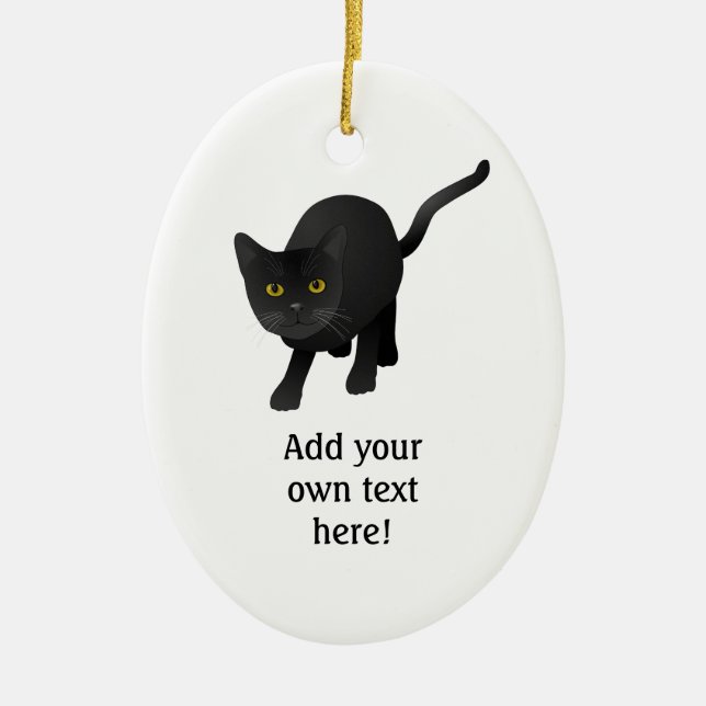 Personalisieren einer niedlichen schwarzen Katze Keramikornament (Vorne)