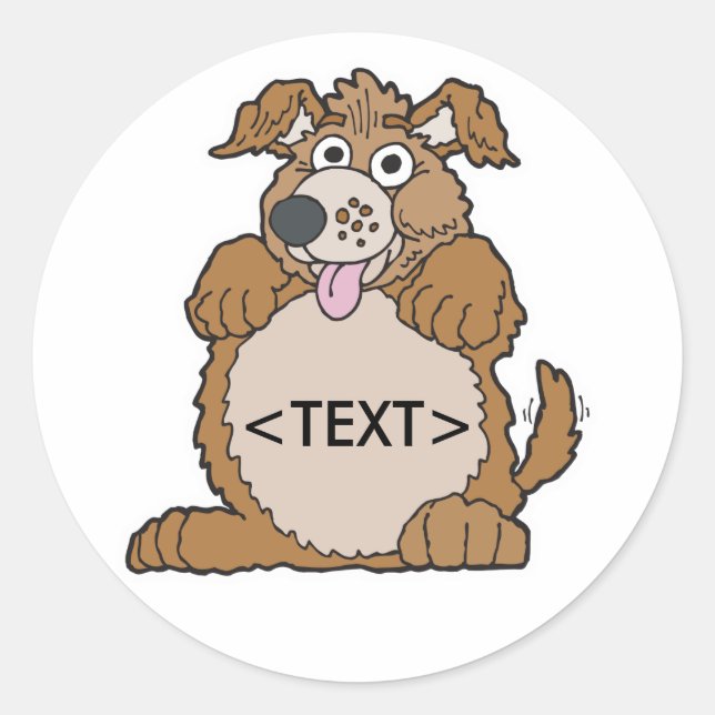 Personalisieren eines Welpen-Hundes,<TEXT> Runder Aufkleber (Vorderseite)