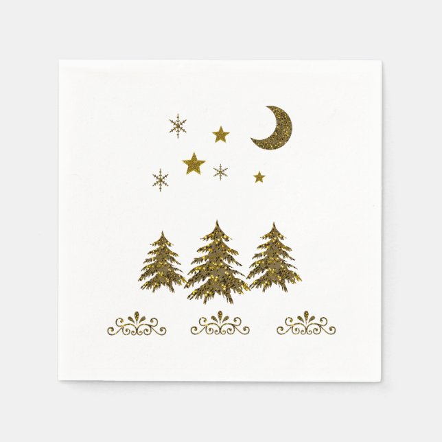 Personalisieren, Funkelnd Weihnachtsbaum, Mond, St Serviette (Vorderseite)
