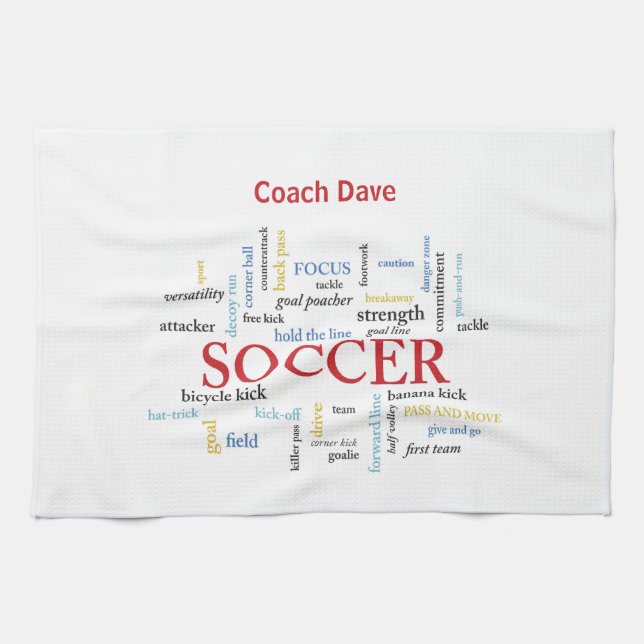 Personalisieren, Fußball-Coach danke Ihnen in Wort Geschirrtuch (Horizontal)