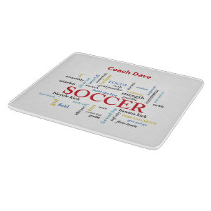 Personalisieren, Fußball-Coach danke Ihnen in Wort Schneidebrett