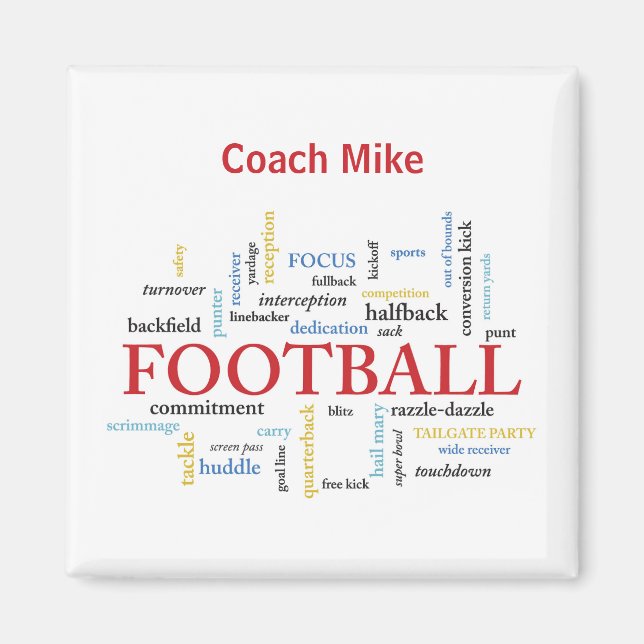 Personalisieren, Fußball Coach Vielen Dank in Wort Magnet (Vorne)