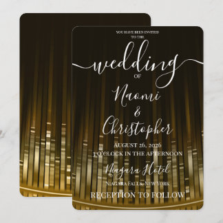 Personalisieren: Goldene Art Deco Linien Hochzeit Einladung
