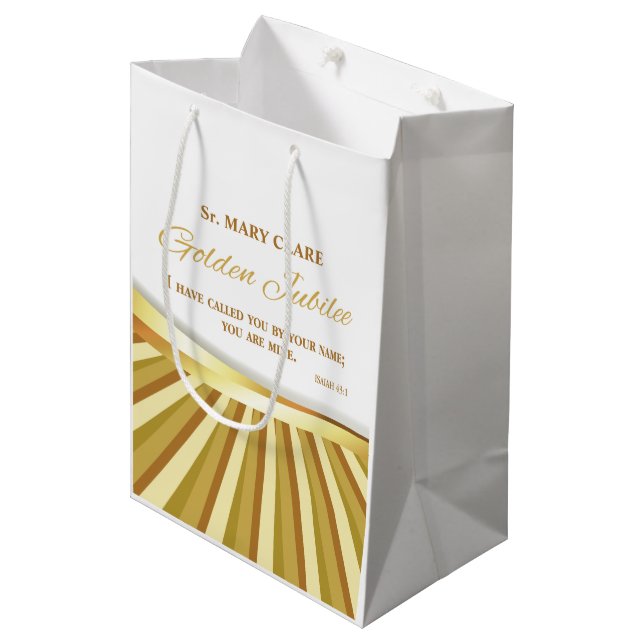 Personalisieren, Goldenes Jubiläum des religiösen  Mittlere Geschenktüte (Vorderseite Schrägansicht)