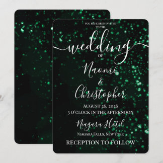 Personalisieren: Grüne Funken Schwarze Hochzeit Einladung