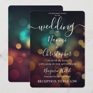 PERSONALISIEREN: Herbst Goldgrüne Bokeh-Hochzeit Einladung