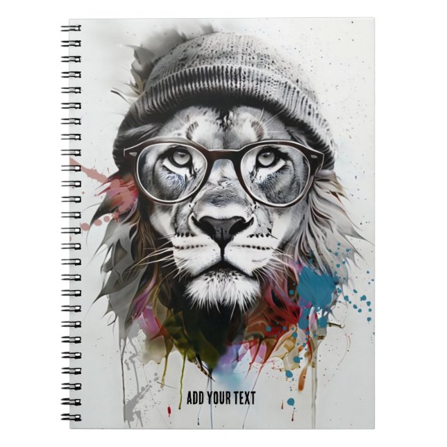 PERSONALISIEREN: Hipster Lion | Notebook-Journal Notizblock (Vorderseite)