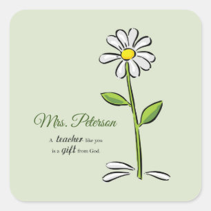 Personalisieren, Lehrer Danke, Religiöse Blume Quadratischer Aufkleber