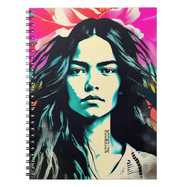 PERSONALISIEREN: Linoprint-Portrait | Notizbuch Notizblock (Vorderseite)