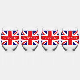 Personalisieren mit dem Namen Britische Flagge Weinglas Ohne Stiel