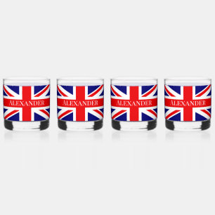 Personalisieren mit dem Namen Britische Flagge Whiskyglas