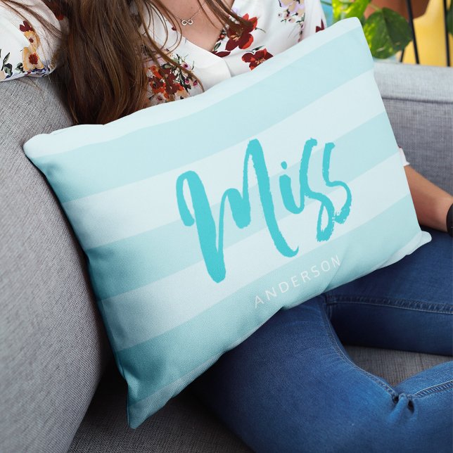 Personalisieren mit dem Namen Miss Preppy Blue Str Lendenkissen (Von Creator hochgeladen)