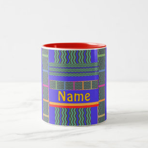 Personalisieren mit einem Namen Green Blue Geo Zweifarbige Tasse