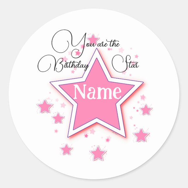 Personalisieren mit einem Namen STAR Runder Aufkleber (Vorderseite)