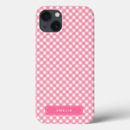 Personalisieren mit Name Baby Pink Gingham Case-Mate iPhone Hülle